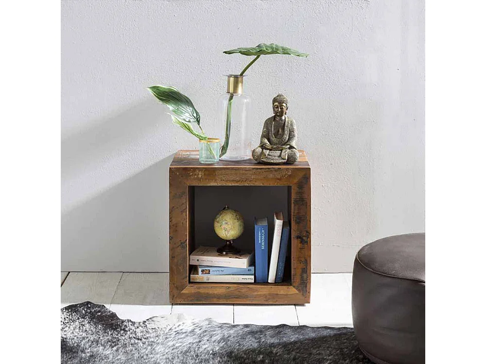 Shabby Beistelltisch in Bunt Braun Mangobaum Recyclingholz