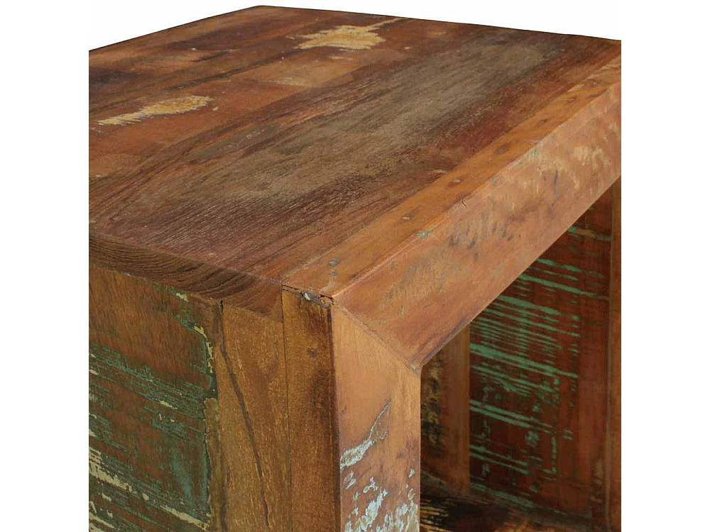 Shabby Beistelltisch in Bunt Braun Mangobaum Recyclingholz