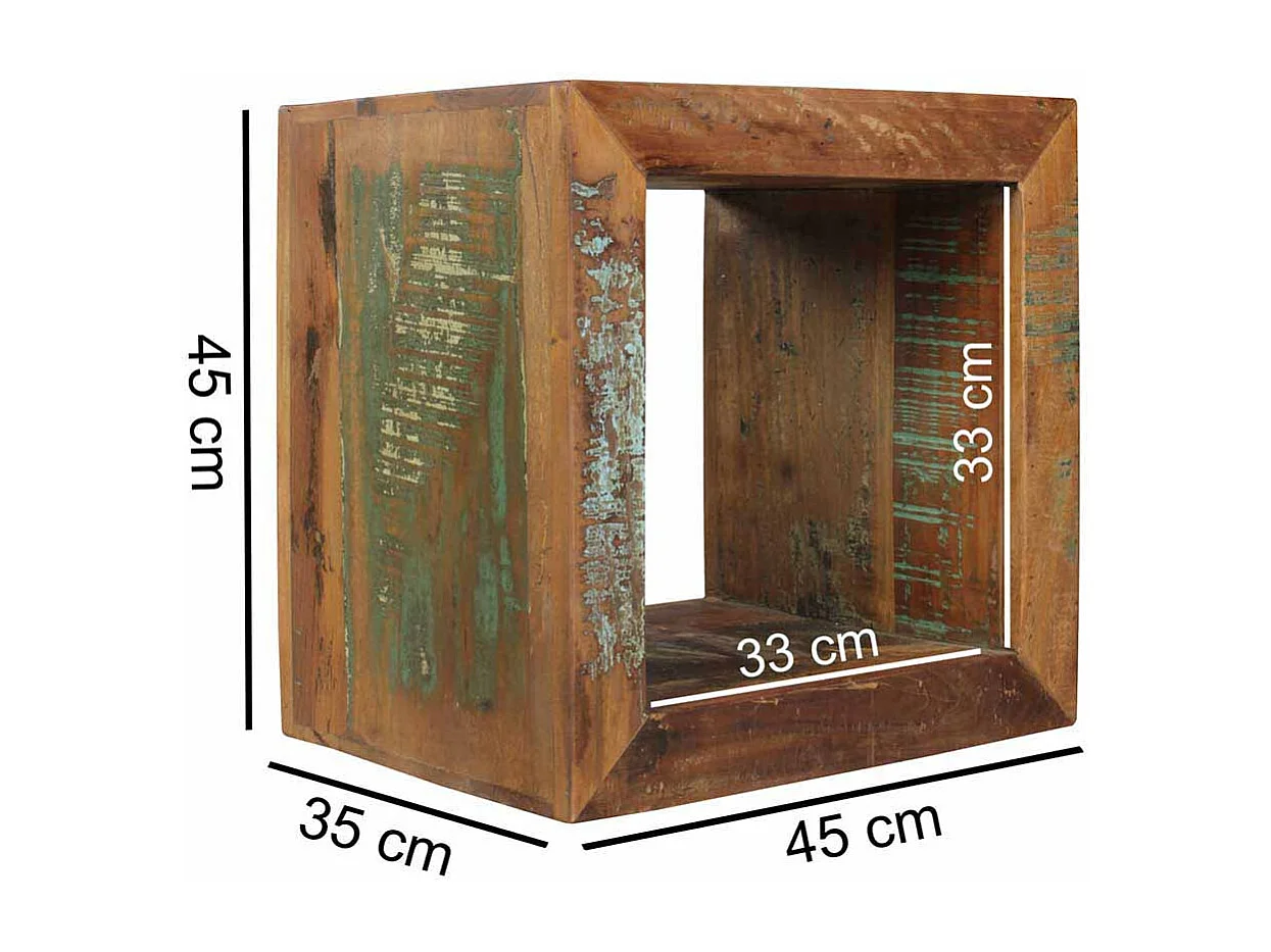 Shabby Beistelltisch in Bunt Braun Mangobaum Recyclingholz