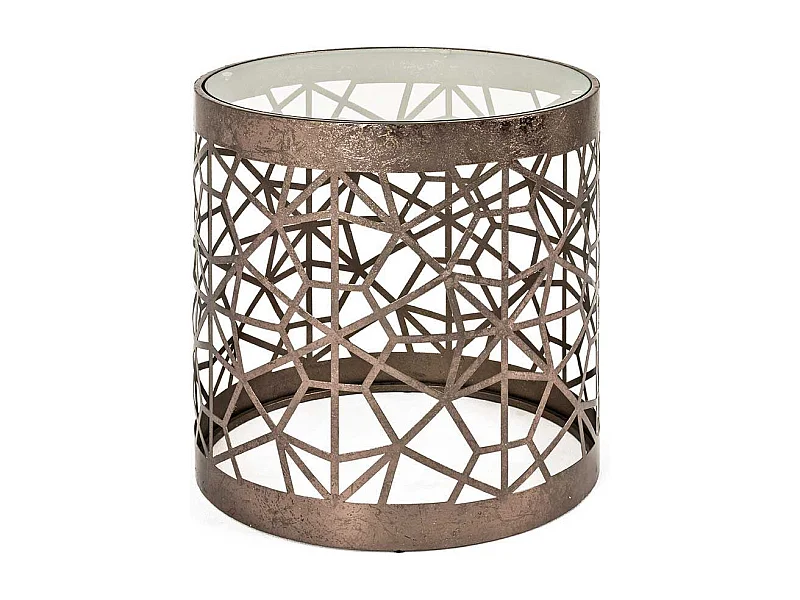 Glas Beistelltisch in Bronzefarben rund