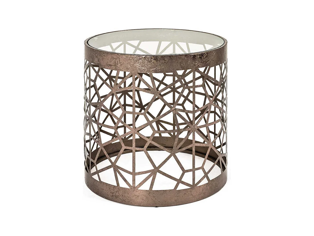 Glas Beistelltisch in Bronzefarben rund