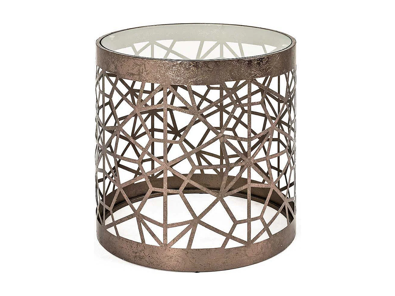 Glas Beistelltisch in Bronzefarben rund