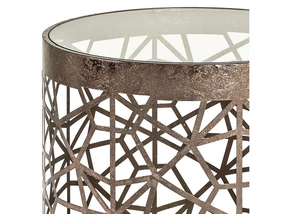 Glas Beistelltisch in Bronzefarben rund