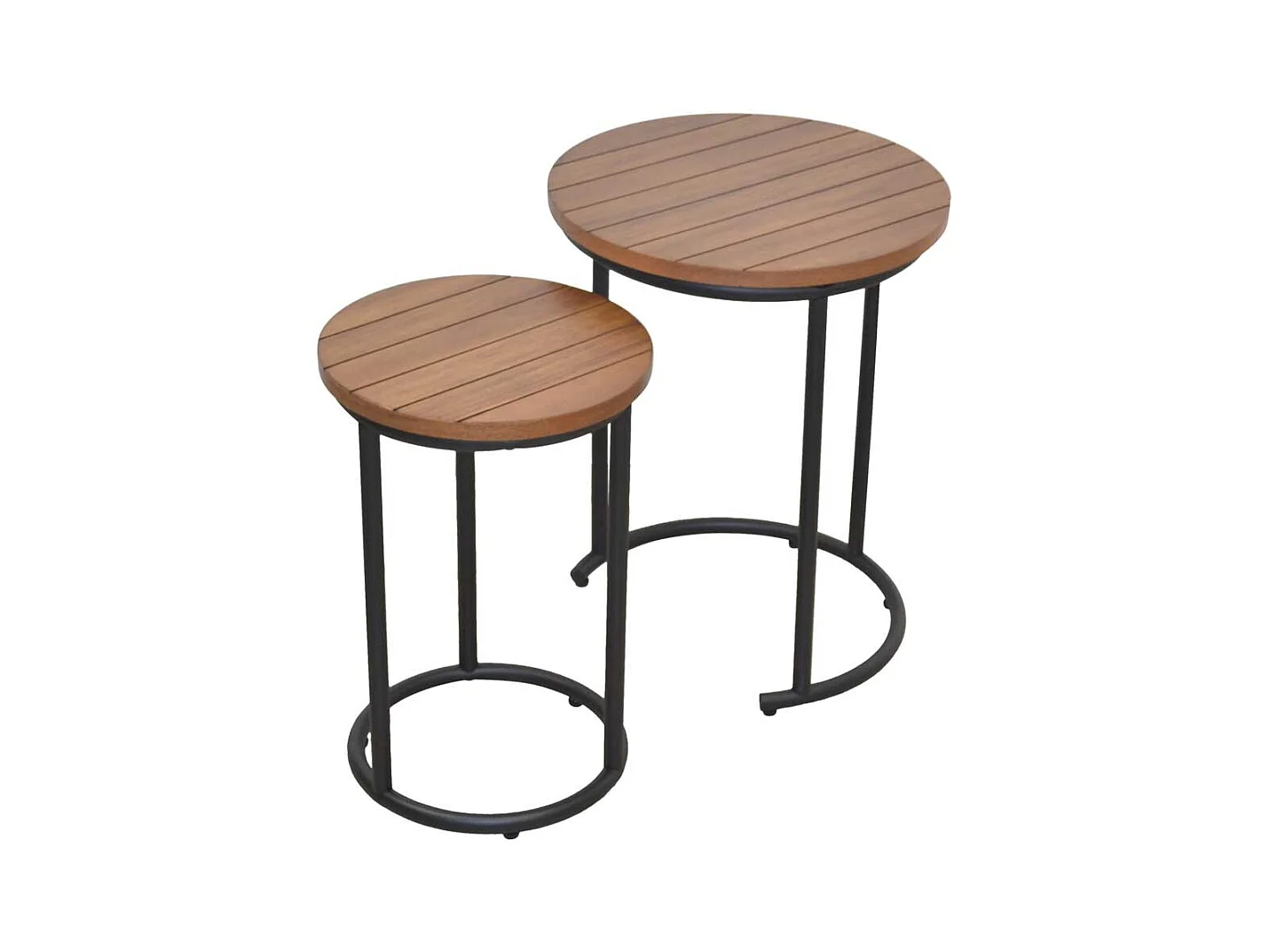 Beistelltisch Sofa Set rund in Walnussfarben Schwarz (zweiteilig)