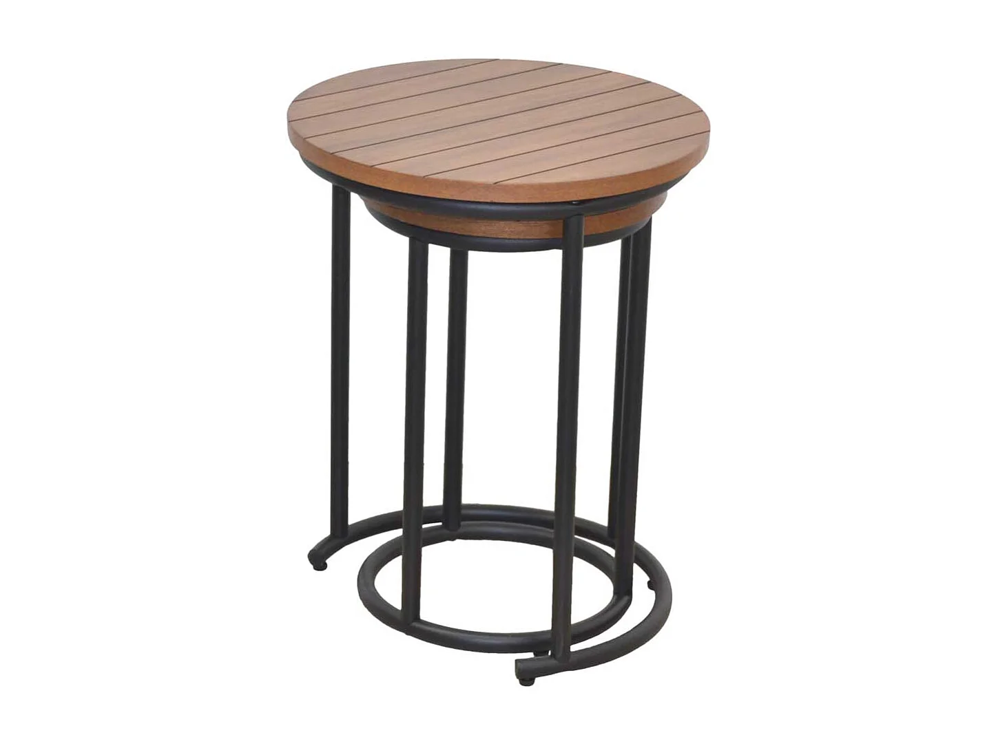 Beistelltisch Sofa Set rund in Walnussfarben Schwarz (zweiteilig)