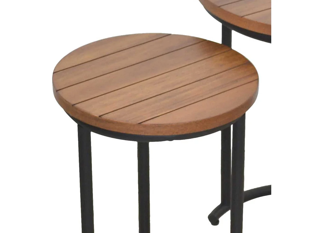 Beistelltisch Sofa Set rund in Walnussfarben Schwarz (zweiteilig)