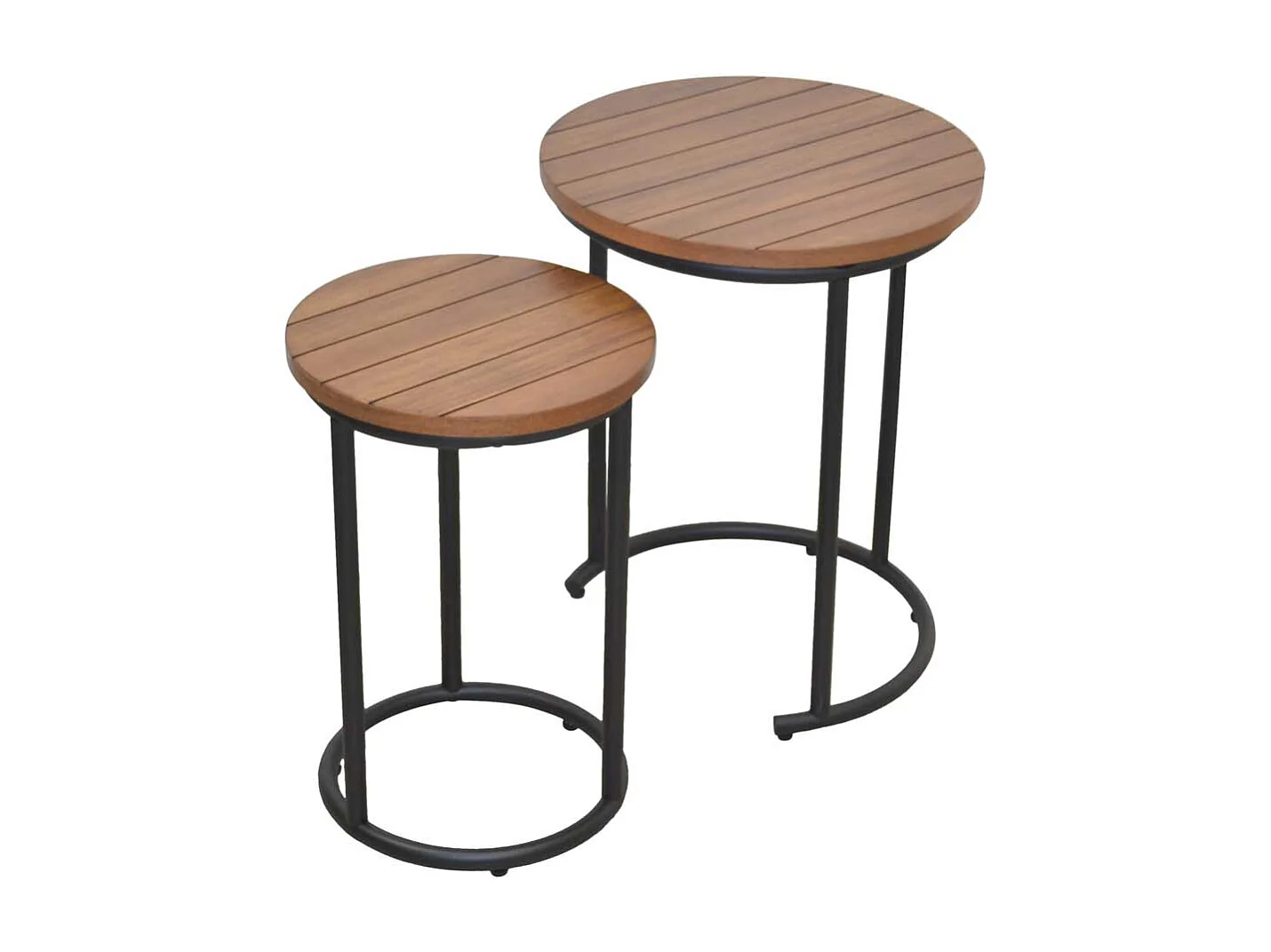 Beistelltisch Sofa Set rund in Walnussfarben Schwarz (zweiteilig)