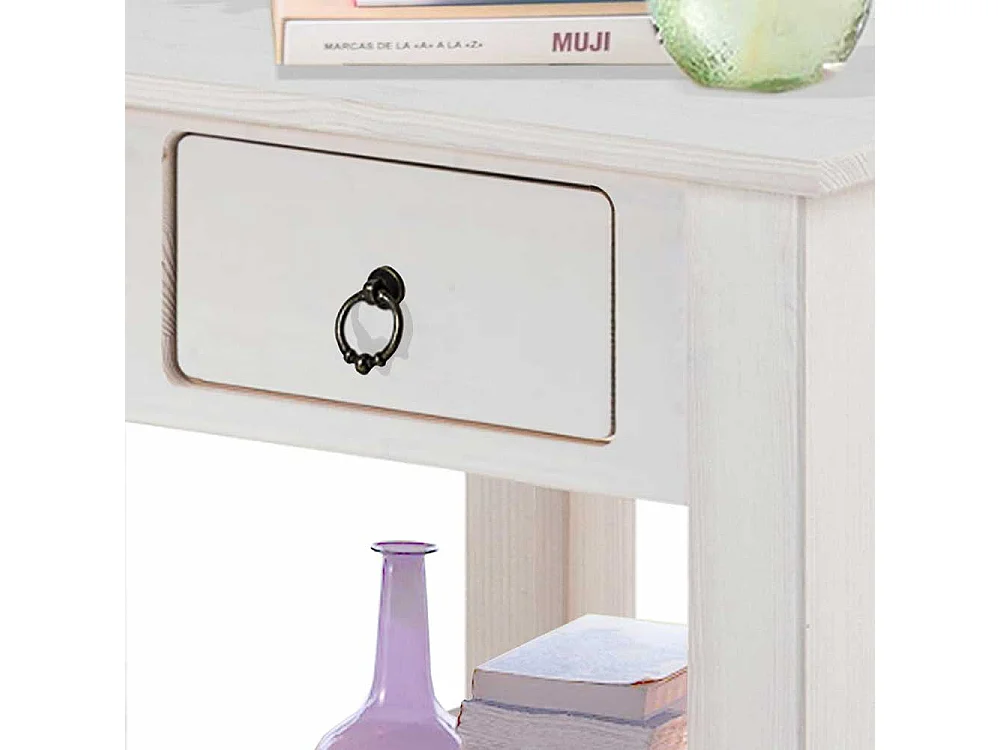 Holz Beistelltisch in Weiß Kiefer Massivholz