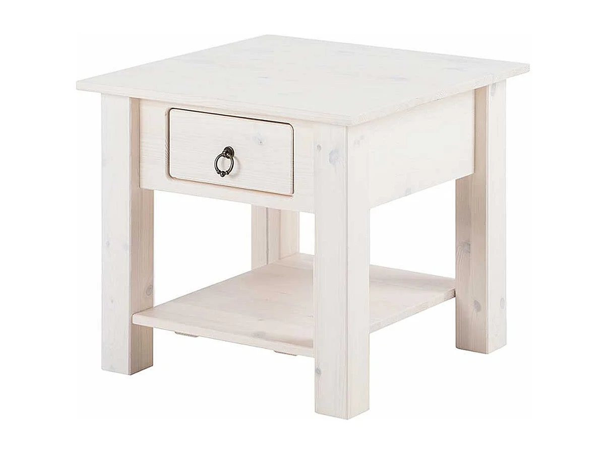 Holz Beistelltisch in Weiß Kiefer Massivholz