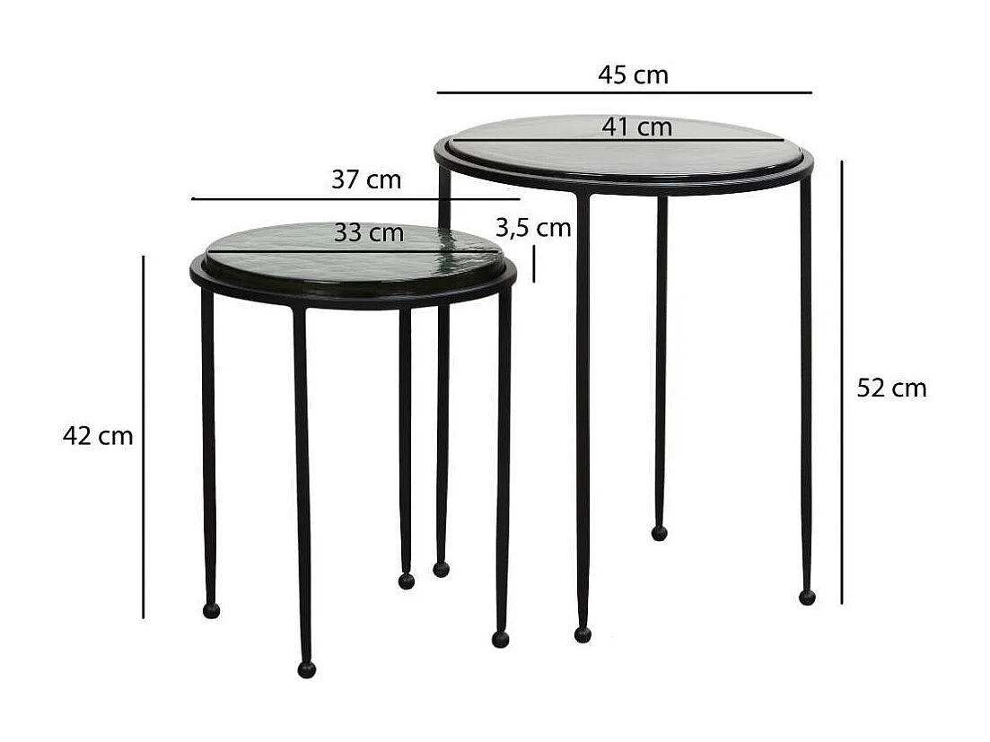 Beistelltisch Satztisch aus Metall und Glas (zweiteilig)