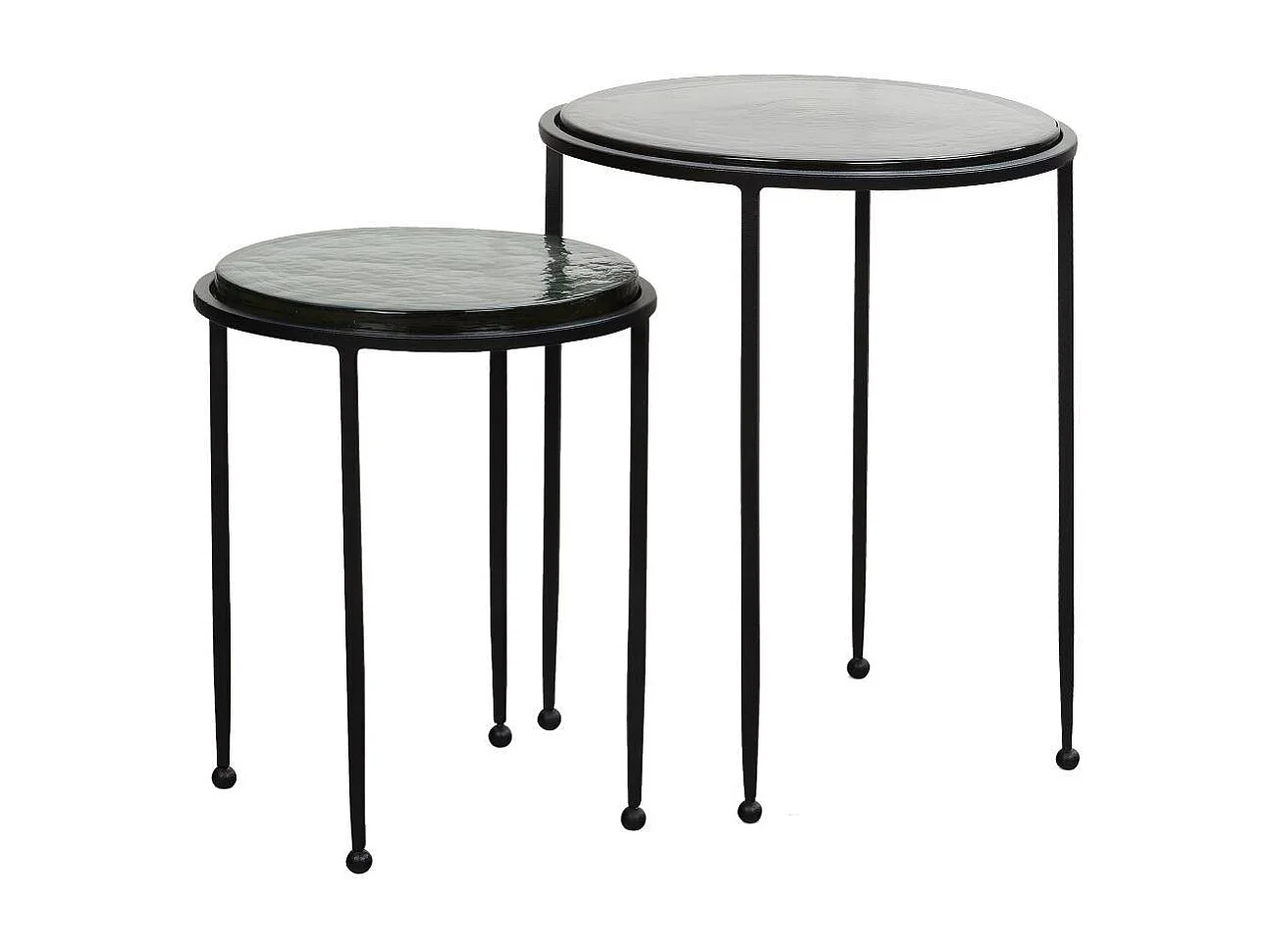 Beistelltisch Satztisch aus Metall und Glas (zweiteilig)