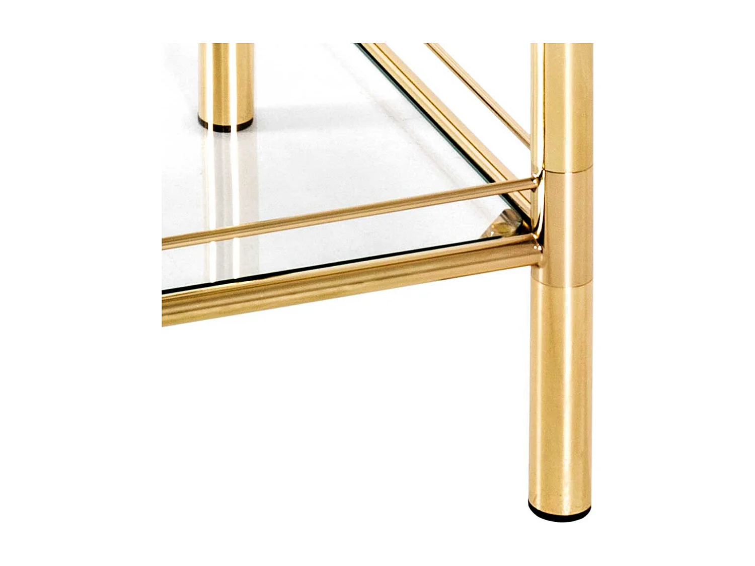 Beistelltisch aus Stahl in Messingfarben Glasplatte