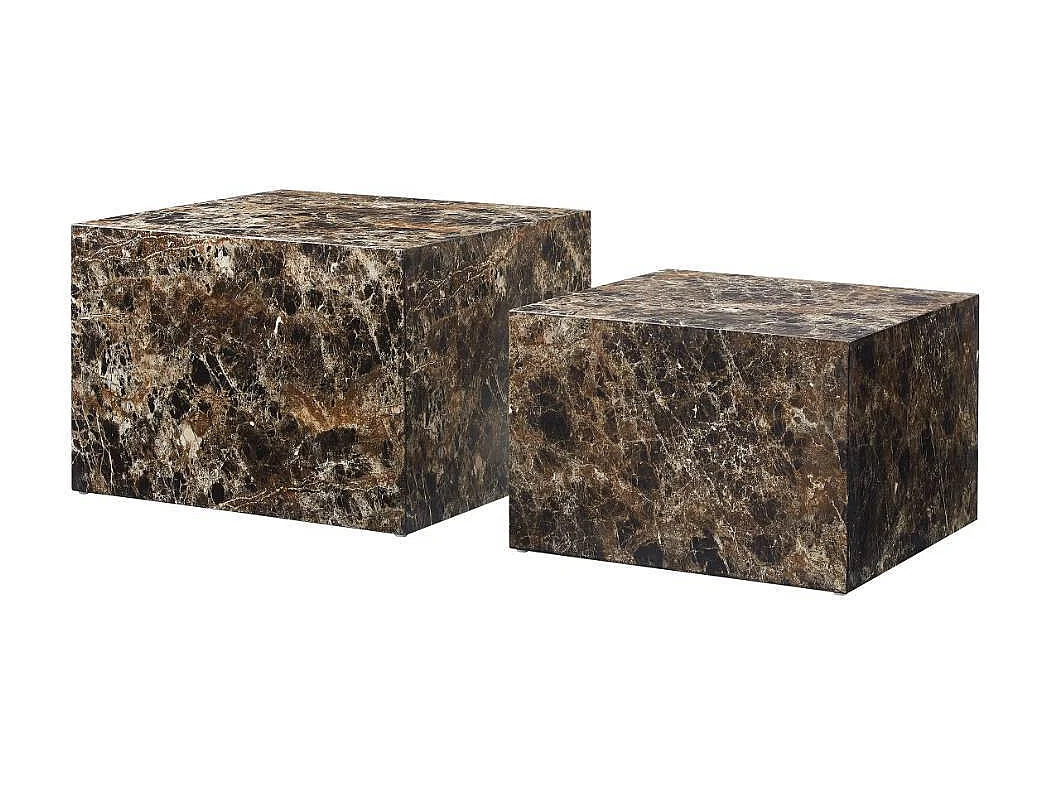 Satztisch Beistelltische in Marmor Optik 40 cm hoch (zweiteilig)