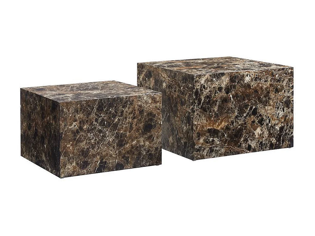 Satztisch Beistelltische in Marmor Optik 40 cm hoch (zweiteilig)