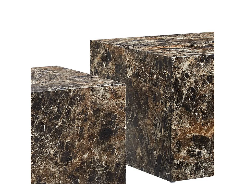 Satztisch Beistelltische in Marmor Optik 40 cm hoch (zweiteilig)