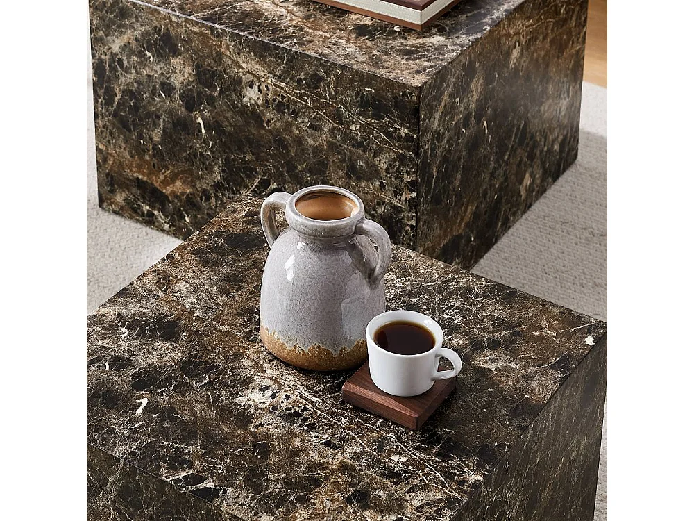 Satztisch Beistelltische in Marmor Optik 40 cm hoch (zweiteilig)