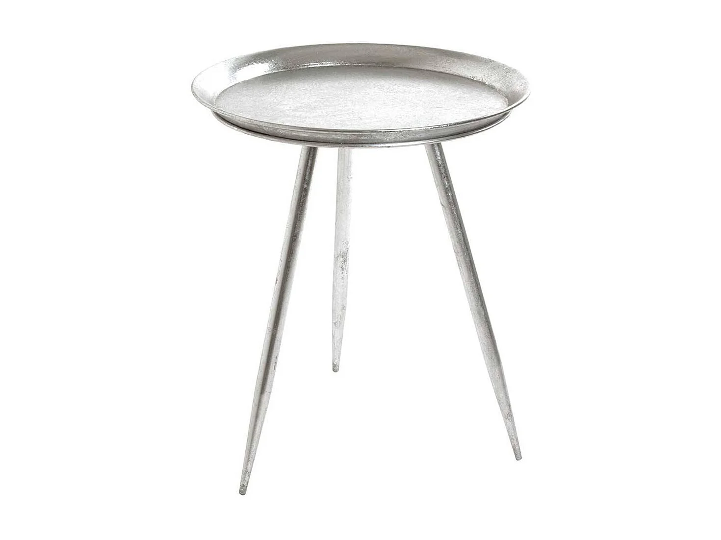 Silberner Beistelltisch aus Metall Dreifußgestell