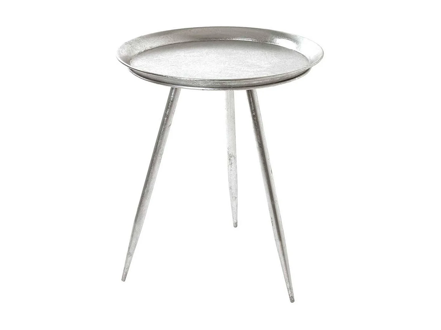 Silberner Beistelltisch aus Metall Dreifußgestell