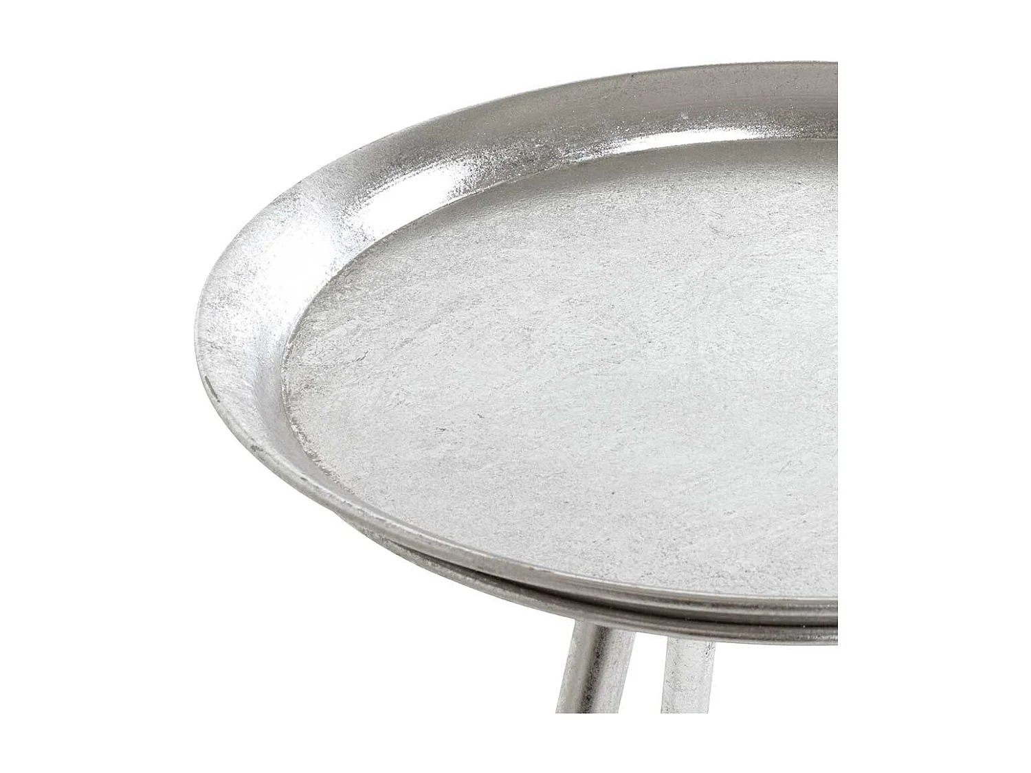 Silberner Beistelltisch aus Metall Dreifußgestell