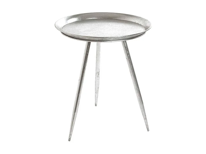 Silberner Beistelltisch aus Metall Dreifußgestell