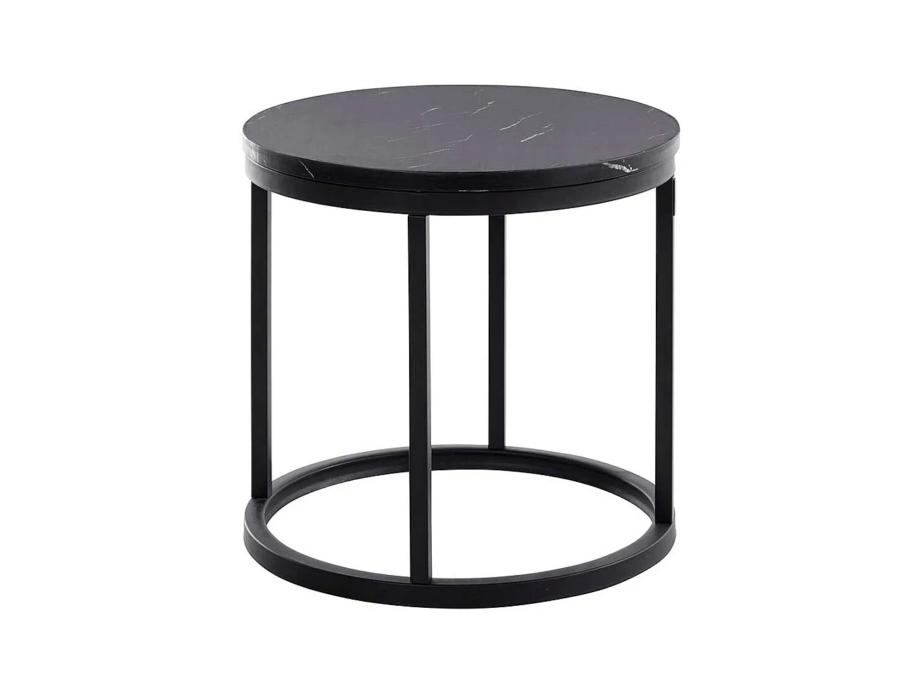 Beistelltisch in schwarzer Marmor Optik Metall Ringgestell