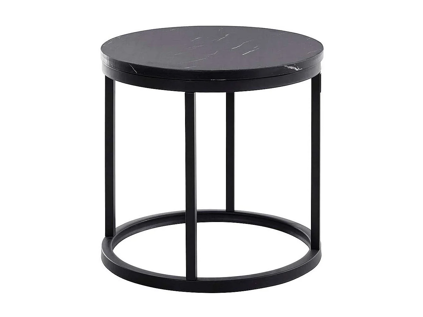 Beistelltisch in schwarzer Marmor Optik Metall Ringgestell