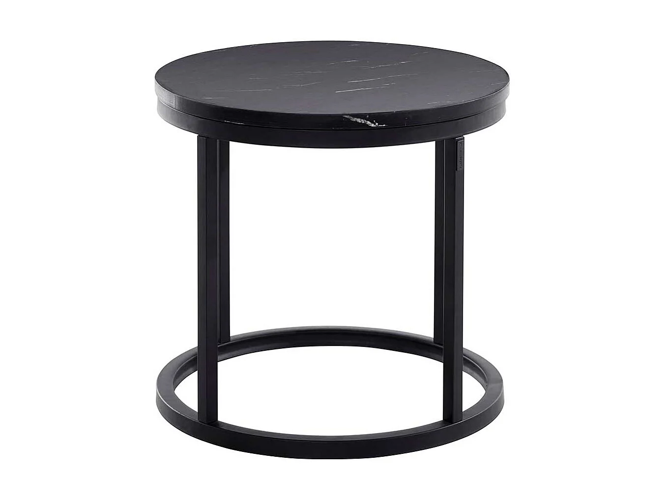 Beistelltisch in schwarzer Marmor Optik Metall Ringgestell