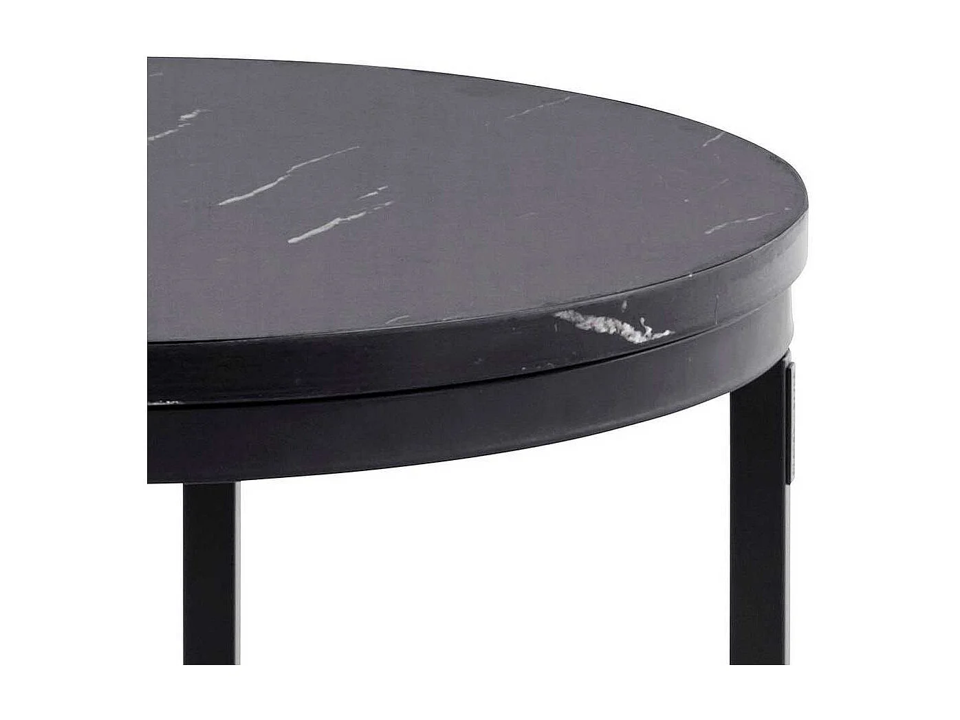 Beistelltisch in schwarzer Marmor Optik Metall Ringgestell