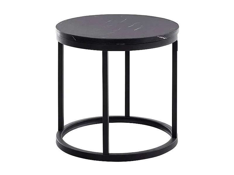 Beistelltisch in schwarzer Marmor Optik Metall Ringgestell