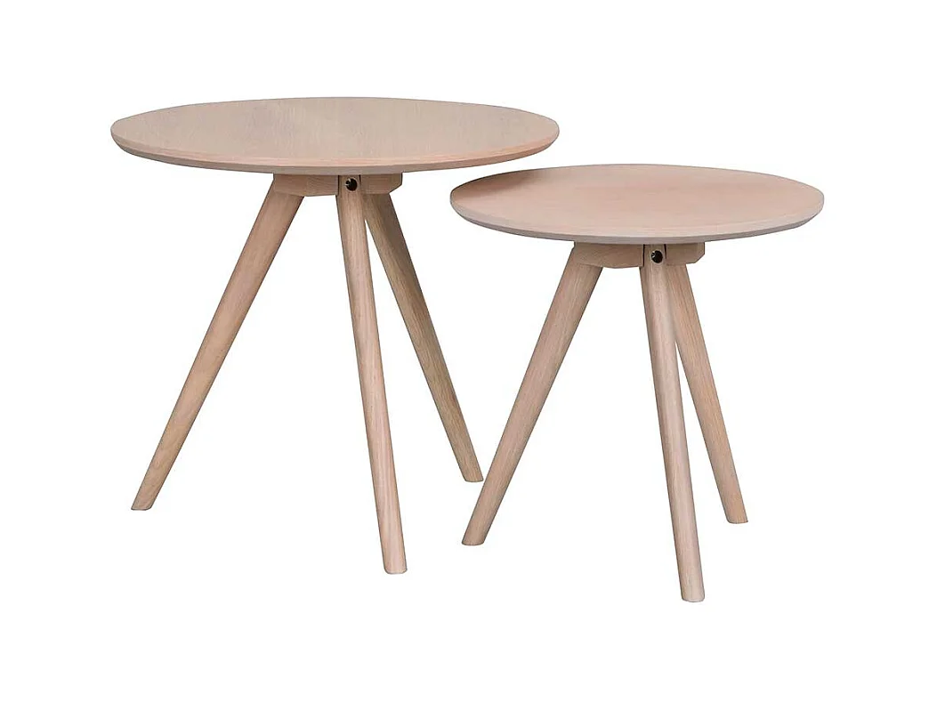 Beistelltische in Eiche White Wash lackiert Skandi Design (zweiteilig)