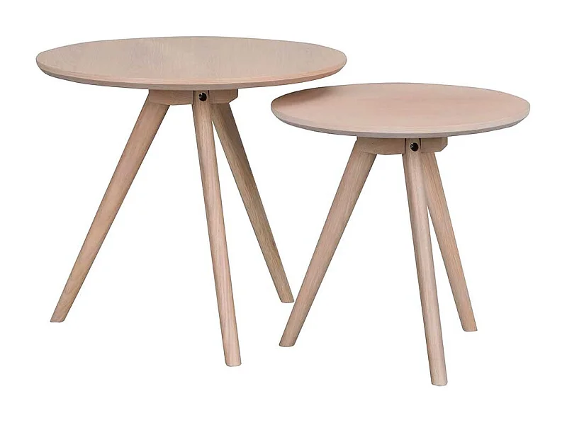 Beistelltische in Eiche White Wash lackiert Skandi Design (zweiteilig)