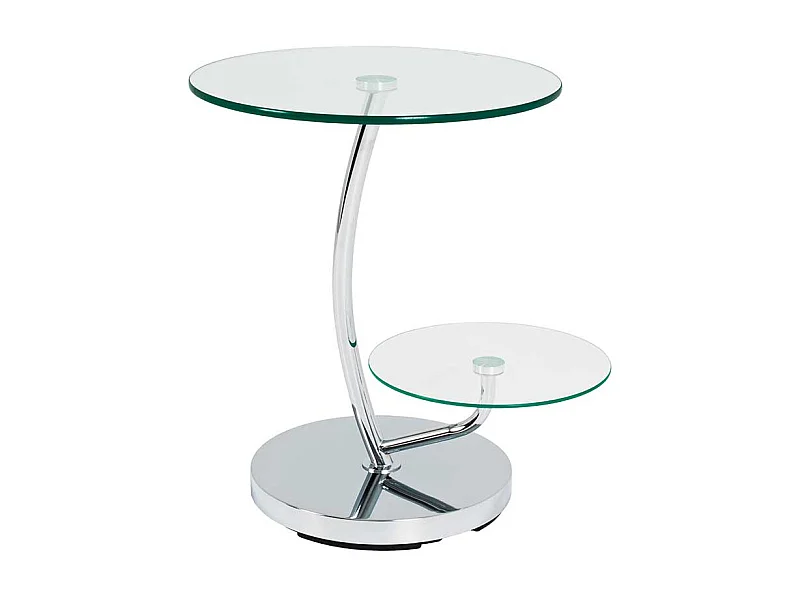 Runder Beistellltisch miit 2 Glasplatten Stahl