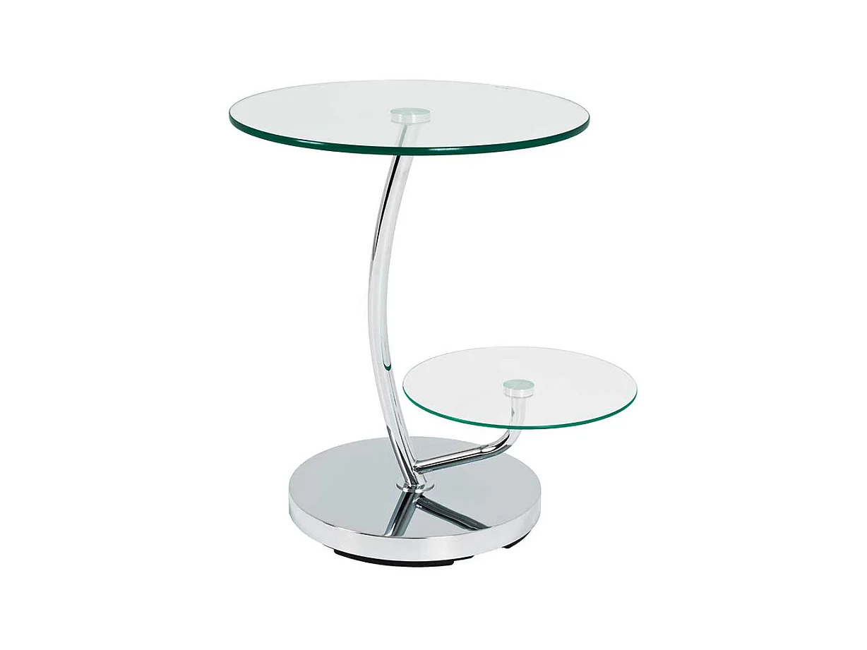 Runder Beistellltisch miit 2 Glasplatten Stahl