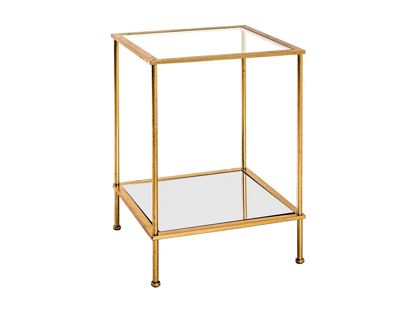 Beistelltisch aus Stahl in Goldfarben Spiegelglasplatten