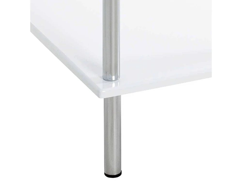 Beistelltisch Sofa Quadrat in Weiß Hochglanz Chromfarben