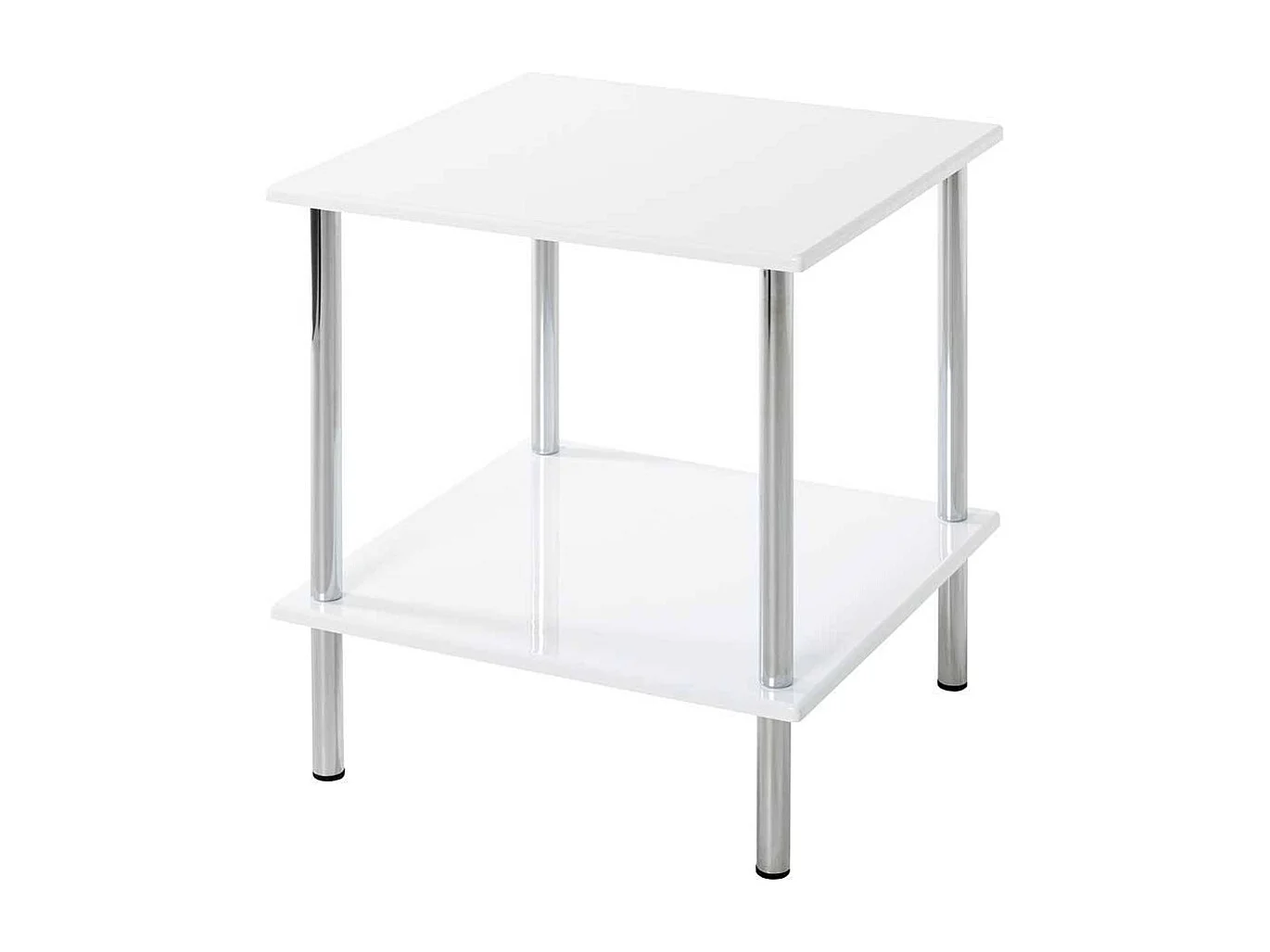 Beistelltisch Sofa Quadrat in Weiß Hochglanz Chromfarben