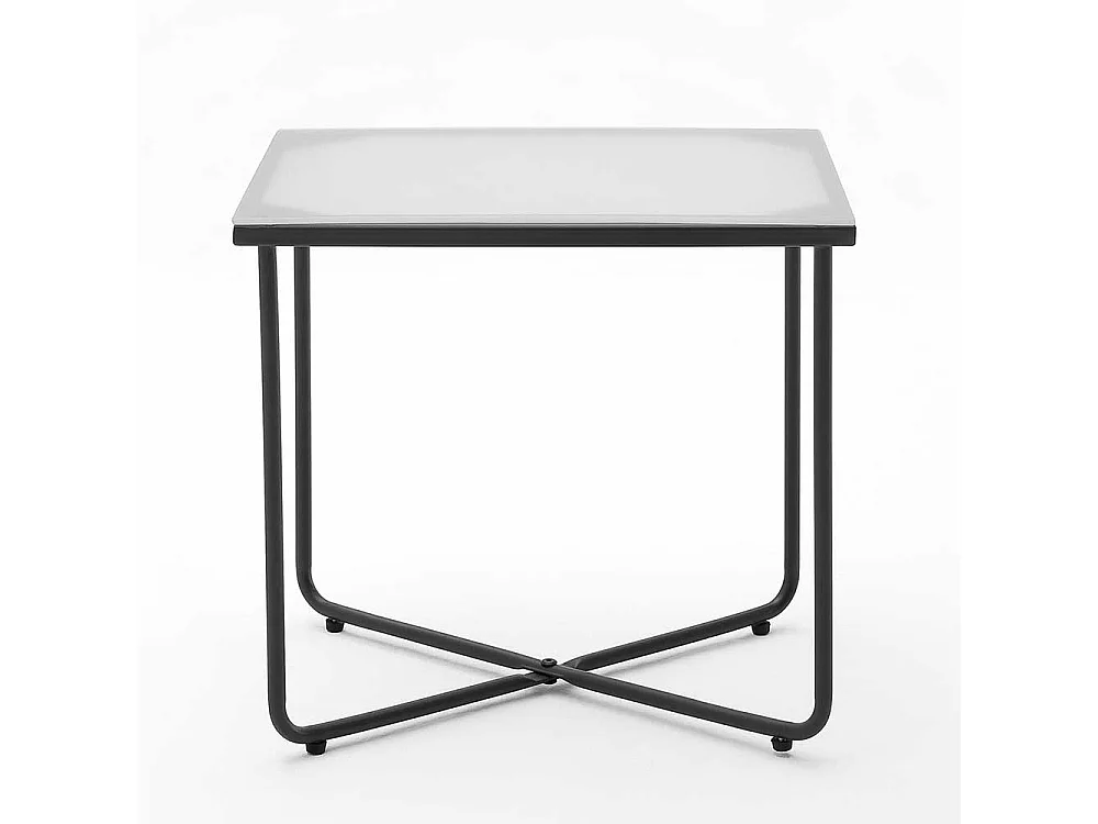 Bett Beistelltisch in Dunkelgrau Glasplatte