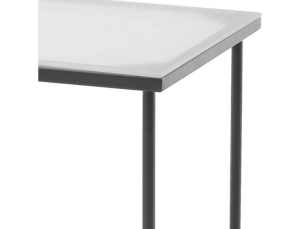 Bett Beistelltisch in Dunkelgrau Glasplatte