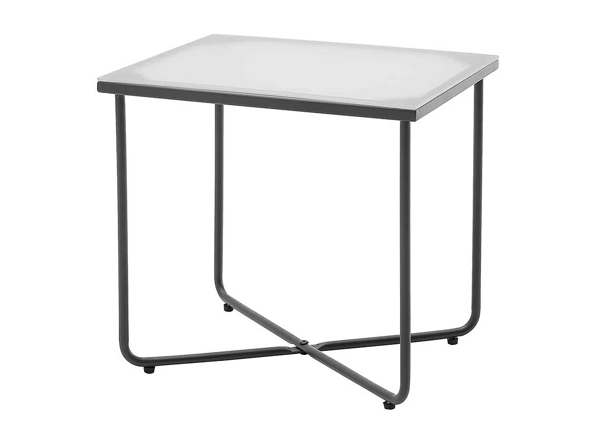 Bett Beistelltisch in Dunkelgrau Glasplatte