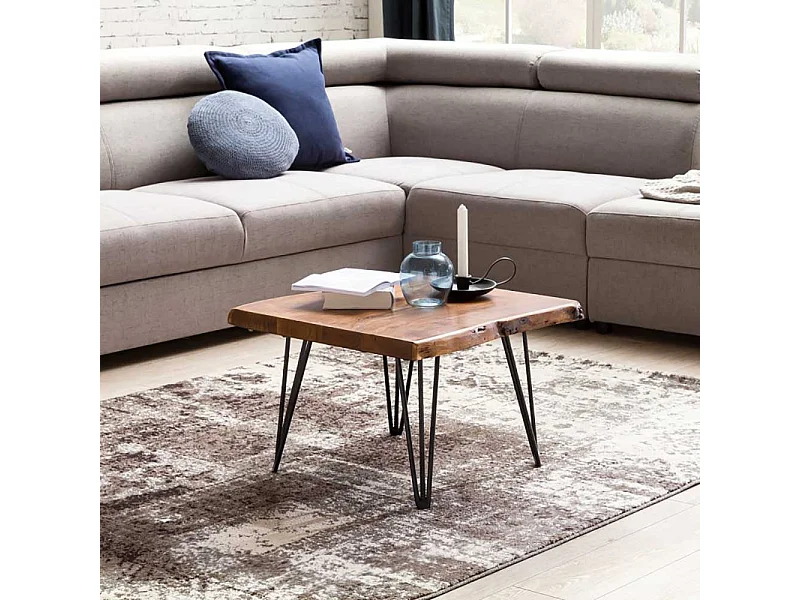 Beistelltisch mit Baumkante Sheesham Massivholz und Metall