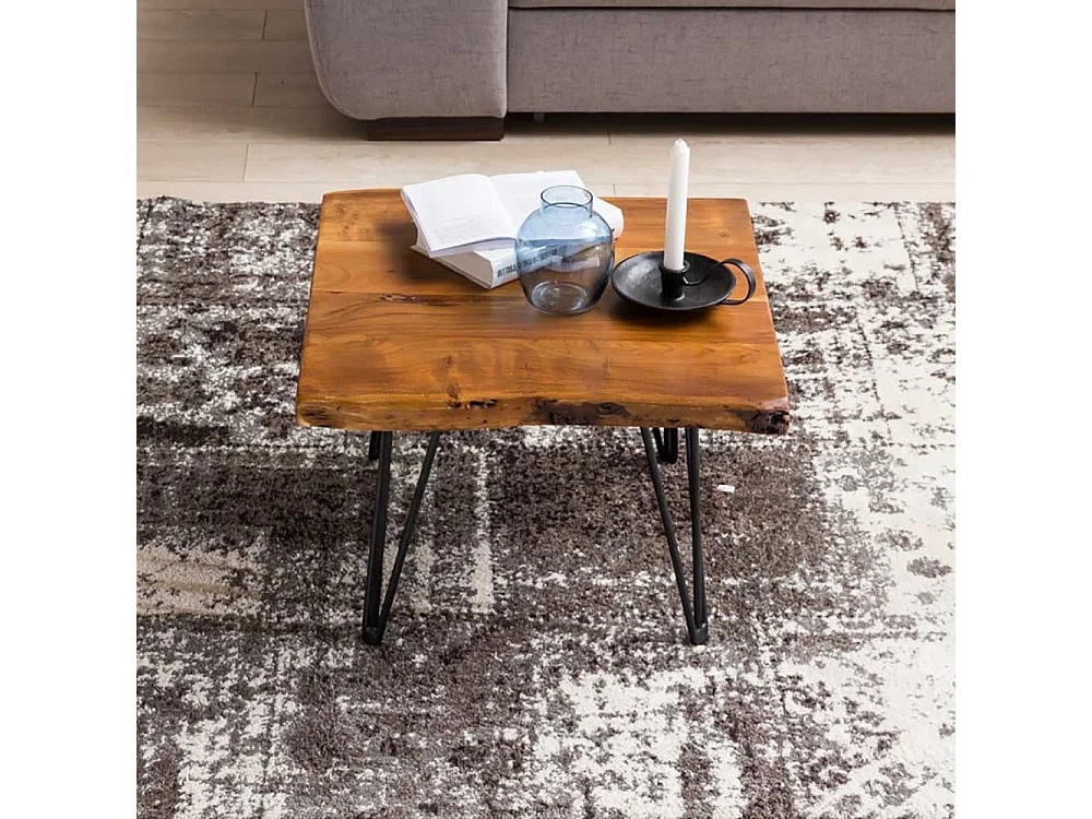 Beistelltisch mit Baumkante Sheesham Massivholz und Metall