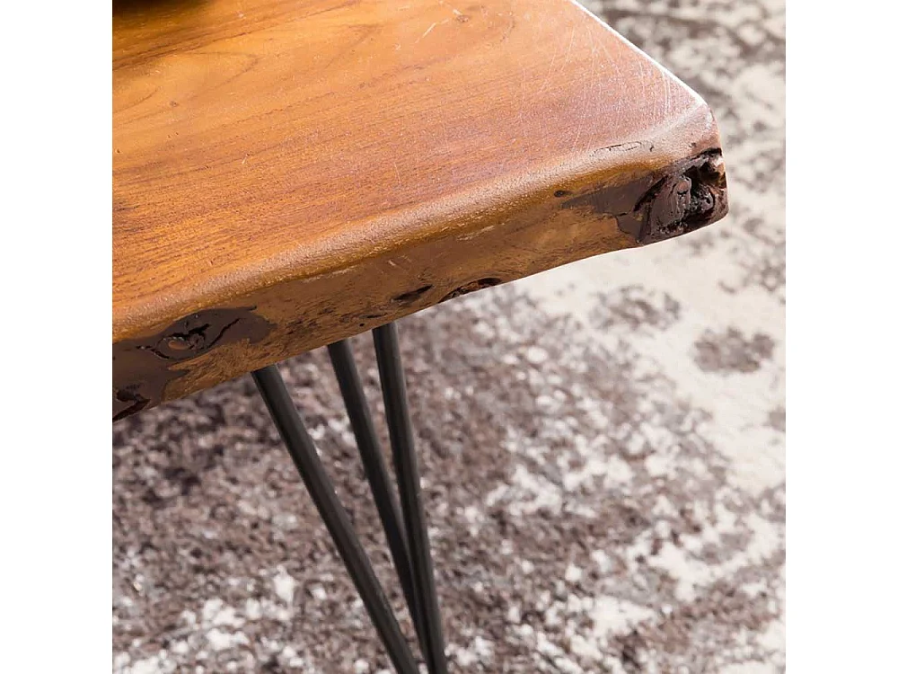 Beistelltisch mit Baumkante Sheesham Massivholz und Metall