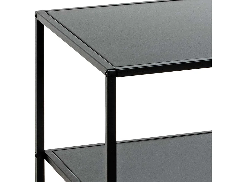 Schwarzer Metall Beistelltisch 60 cm hoch rechteckiger Tischplatte