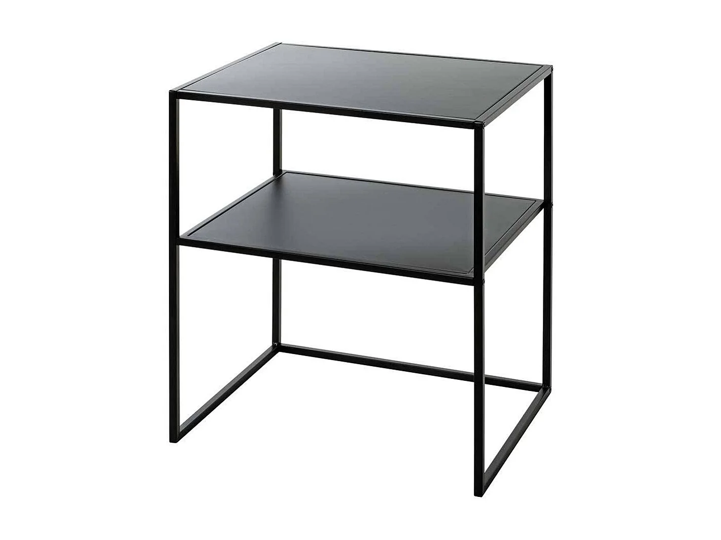 Schwarzer Metall Beistelltisch 60 cm hoch rechteckiger Tischplatte