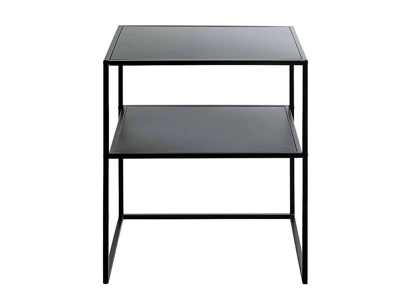 Schwarzer Metall Beistelltisch 60 cm hoch rechteckiger Tischplatte