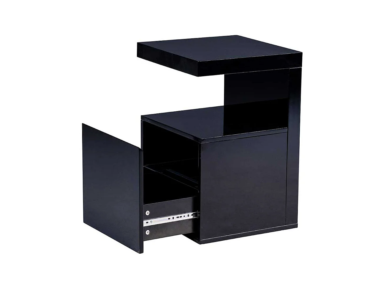 Schwarzer Beistelltisch mit einer Schublade 60 cm hoch