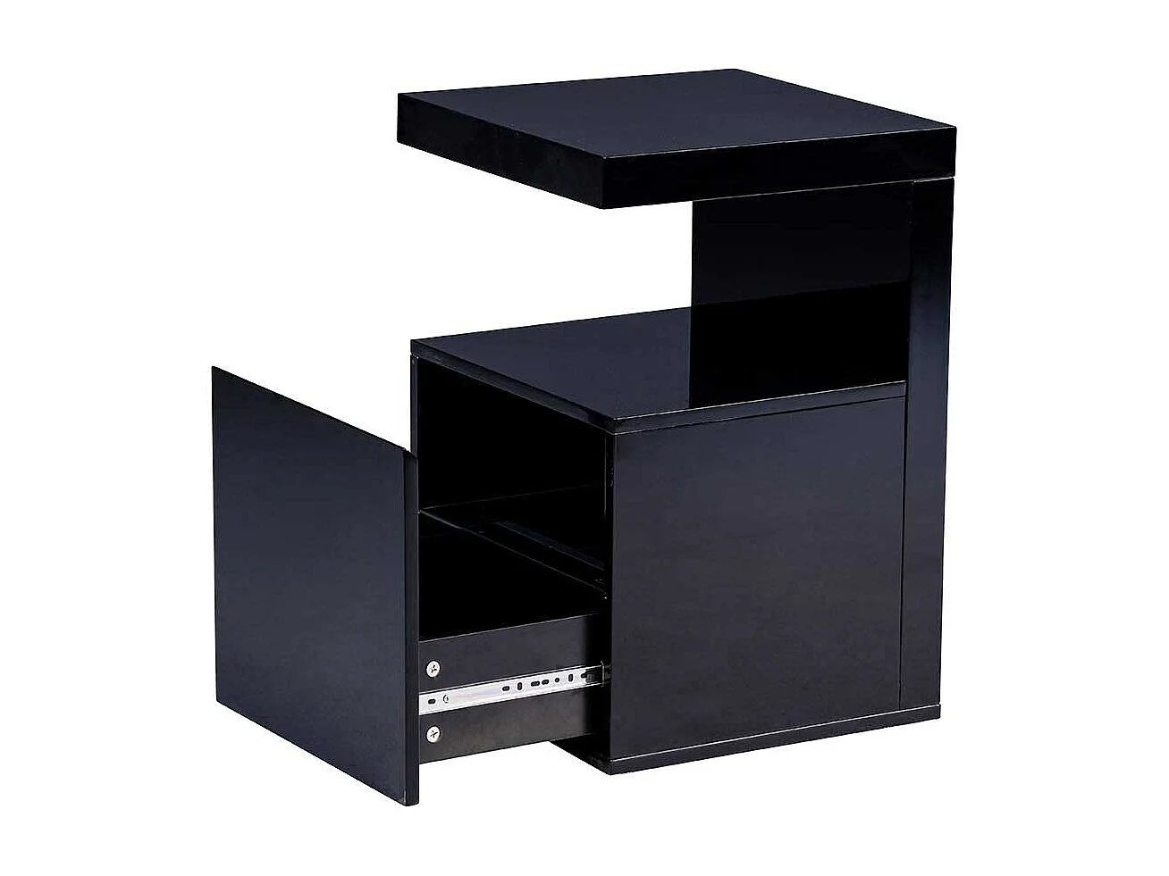 Schwarzer Beistelltisch mit einer Schublade 60 cm hoch