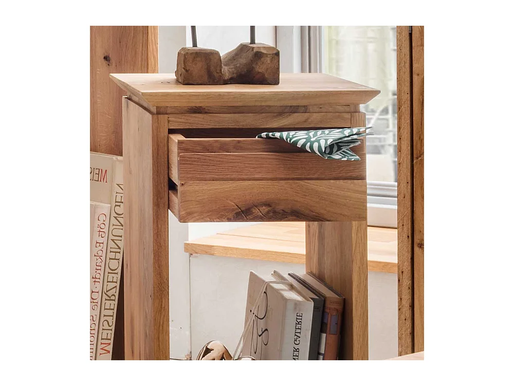 Beistelltisch aus Wildeiche Massivholz einer Schublade