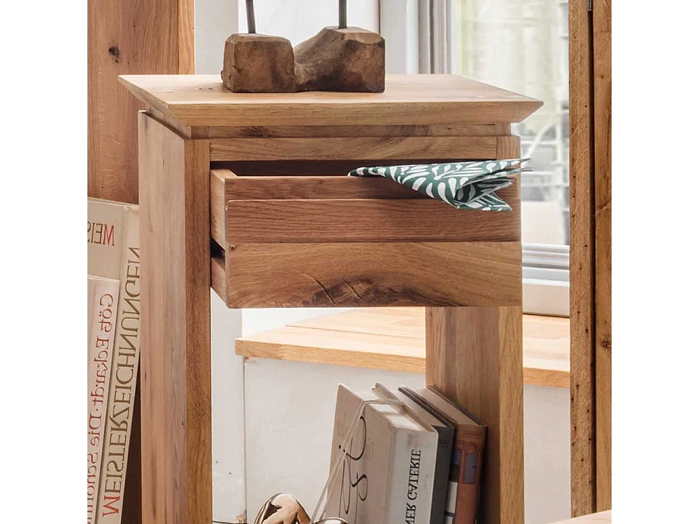 Beistelltisch aus Wildeiche Massivholz einer Schublade