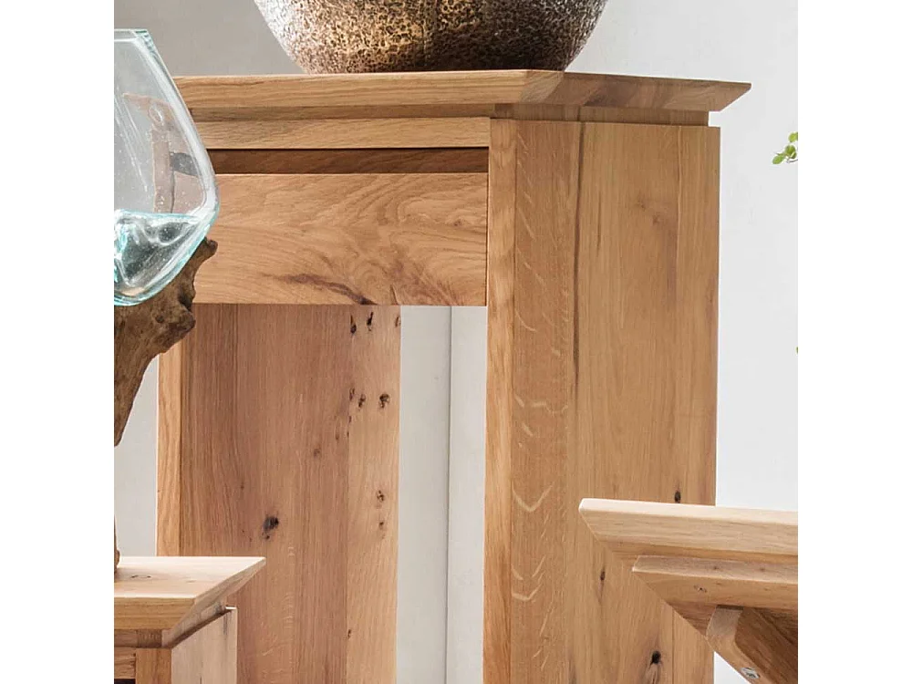 Beistelltisch aus Wildeiche Massivholz einer Schublade